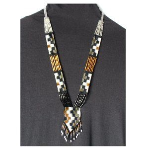 Handmade Glass Bead Necklace Gold Silver Black